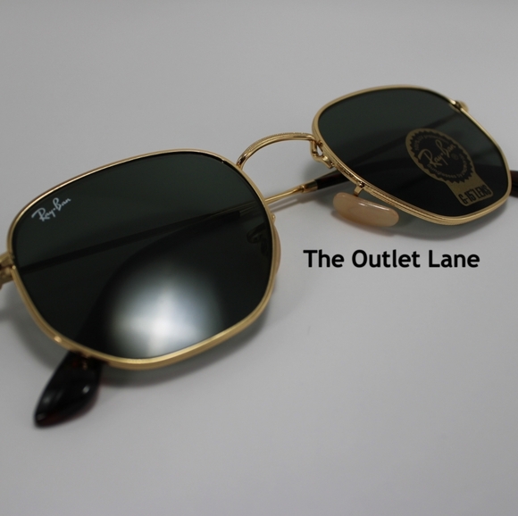 Model Display RayBan Hexagonal Green G15 Lens RB3548N Gold Frame - Picture 8 of 16